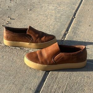 Frye slip on shoes in cognac. Size 7.5